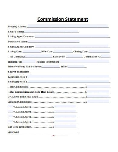 Real Estate Agent Commission Template
