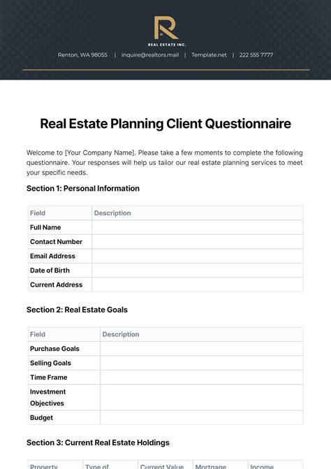 Real Estate Client Questionnaire