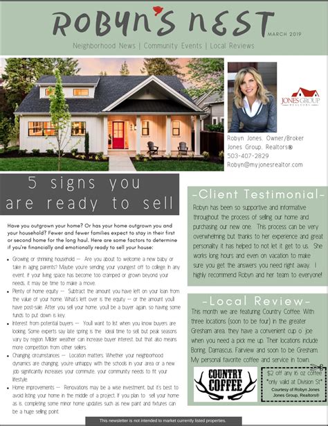 real estate monthly newsletter ideas