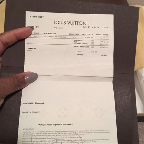 real louis vuitton receipt