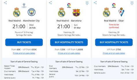 real madrid schedule tickets