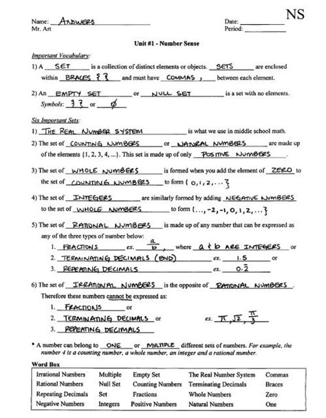 real number system worksheet with answers