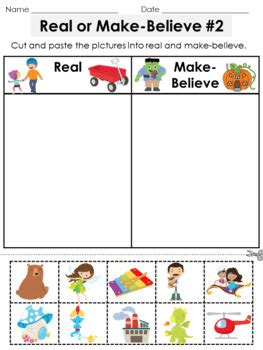 real vs make believe worksheet preschool