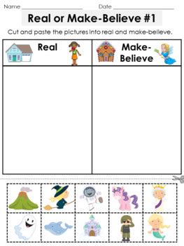 real vs make believe worksheets