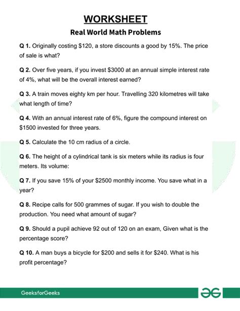 real world problem examples math