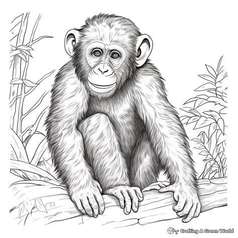 Realistic Monkey Coloring Page