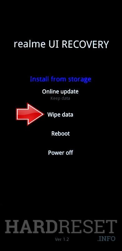 realme wipe data verification code