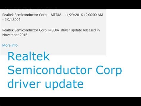 realtek semiconductor corp update windows 10