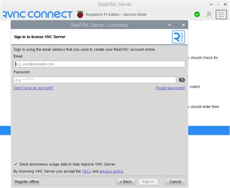 realvnc connect update raspberry