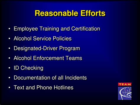 reasonable efforts alcohol