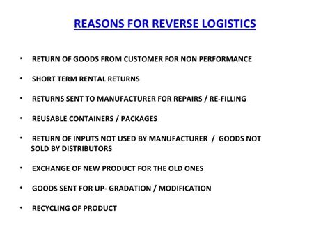 reasons for reverse logistics