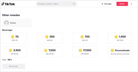 recarga de moedas tiktok