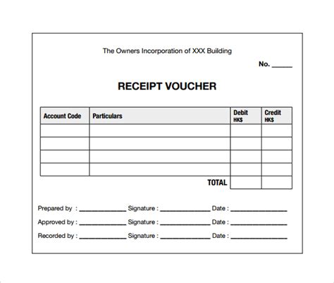 receipt voucher format in word