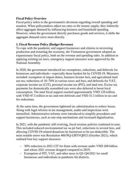 recent fiscal policy 2020