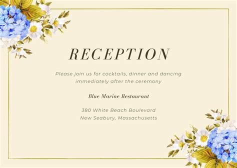 Download Printable Simple Minimalist Wedding Reception Card PDF