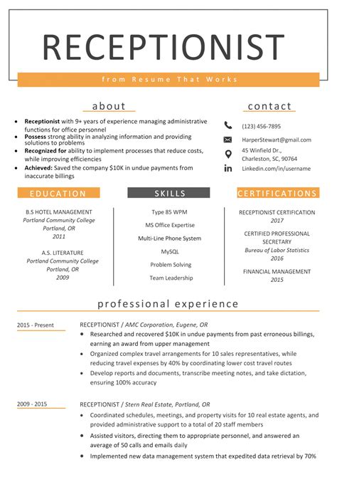 Hotel Receptionist Resume & Writing Guide +12 Templates