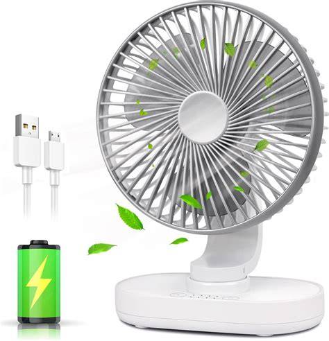 infray USB Desk Fan Rechargeable Portable Oscillating Table Fan with