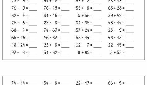 Rechnen 2. Klasse Zum Ausdrucken / Rechenblätter Übungen, Minus