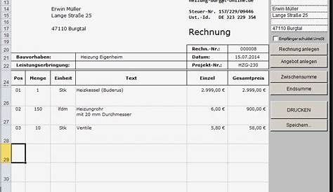 Rechnung | Excelvorlage.de