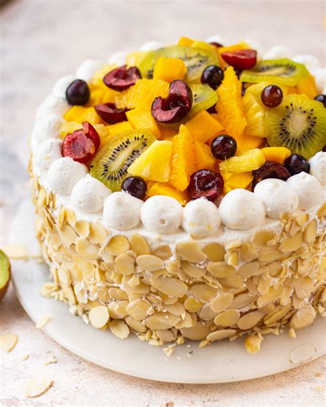 White cake with fresh fruit i am baker