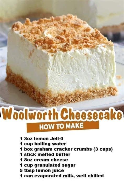 recipe for woolworths cheesecake in 1960