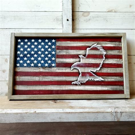American Flag wall hanging made from reclaimed old fence wood