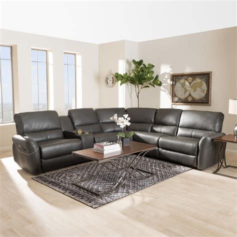 Famous Reclining Sectional Leather Grey 2023