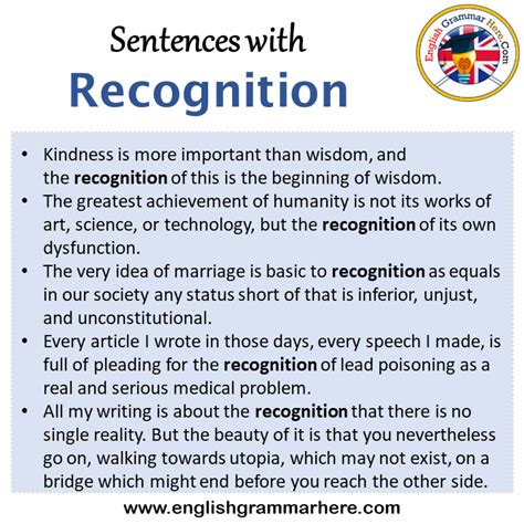 recognition example sentence