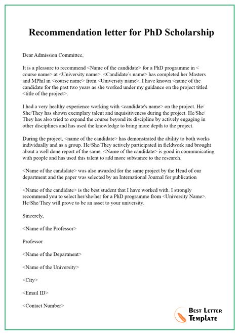 Letter For Phd Student From Professor