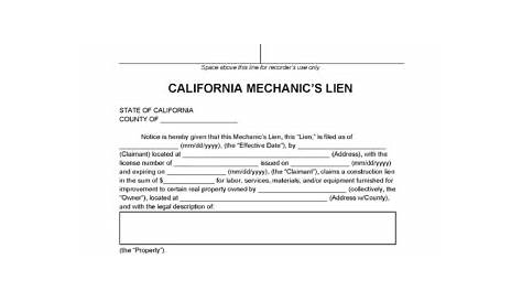 Mechanics Lien California ≡ Fill Out Printable PDF Forms Online