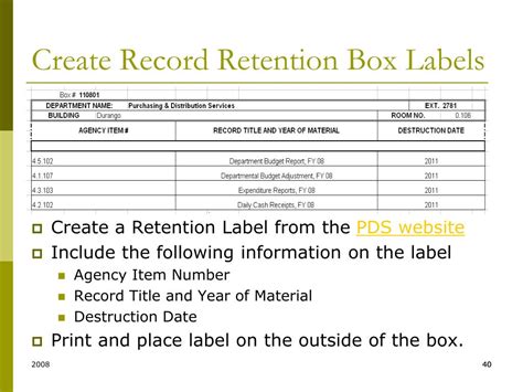 Record Retention Labels