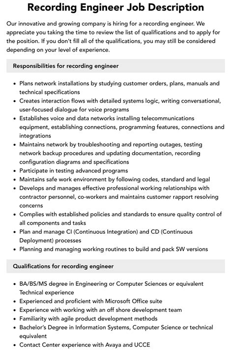 Recorder Job Description