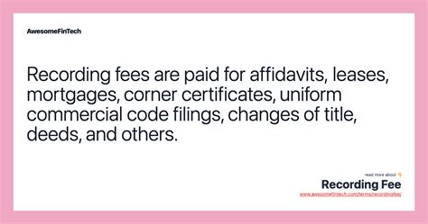 Recording Fee Definition