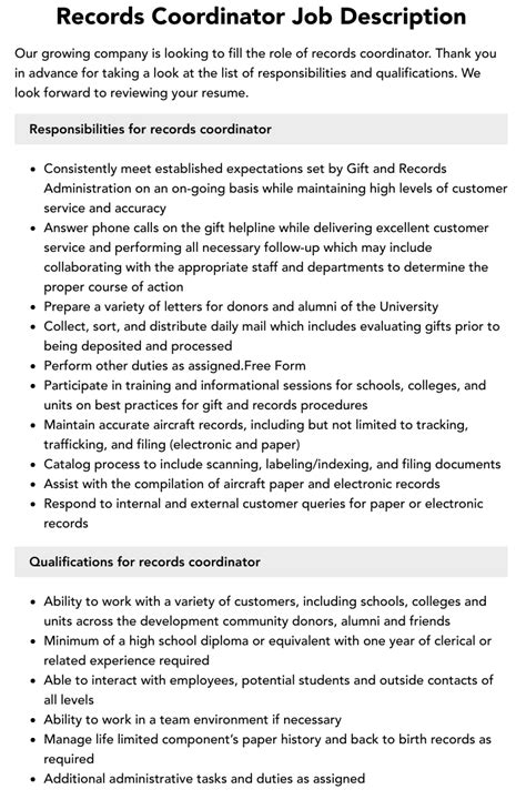 Records Coordinator Jobs