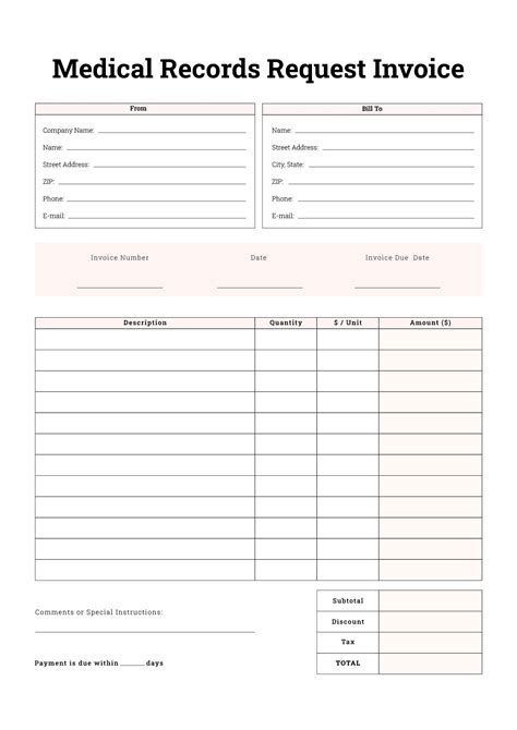 Records Request Invoice Template
