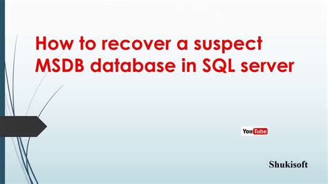 recover suspect msdb database in sql server