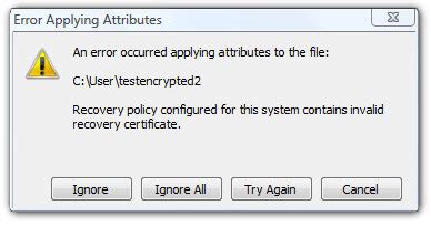Recovery Policy Configured For This System Contains Invalid Recovery