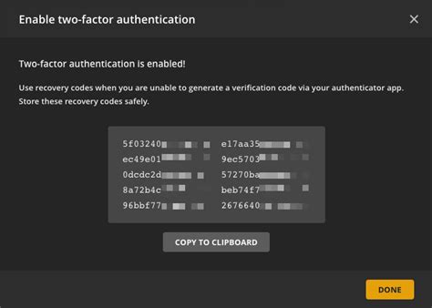recovery authentication code