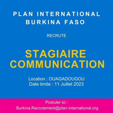 recrutement communication burkina faso 2023