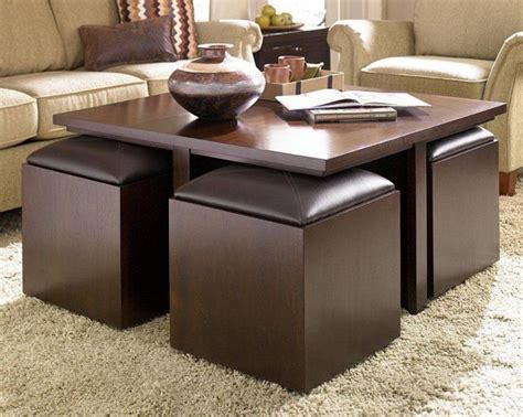 Rectangle Coffee Table With Stools Underneath