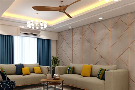 Rectangle Living Room False Ceiling Design
