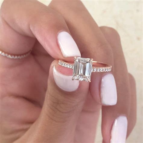 rectangle shaped diamond engagement rings