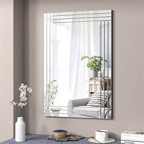 YG601 Silver modern rectangle wall mirror with stepped framed suitable