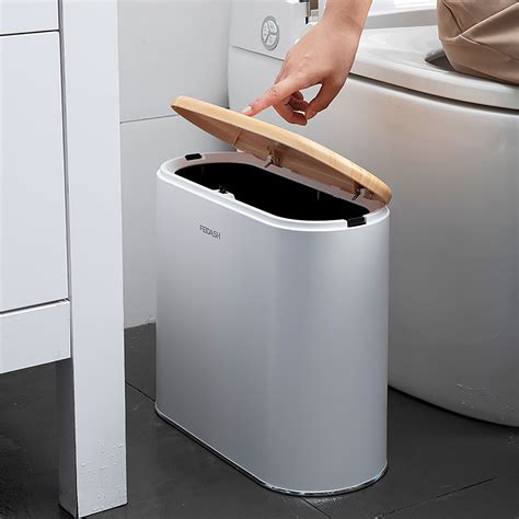 Rectangular Bathroom Trash Can With Lid