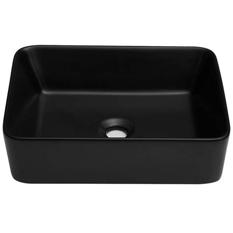 Rectangular Matte Black Vessel Sink In Ceramic
