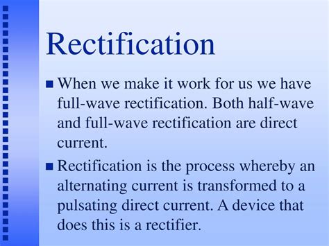 Rectification Work Meaning