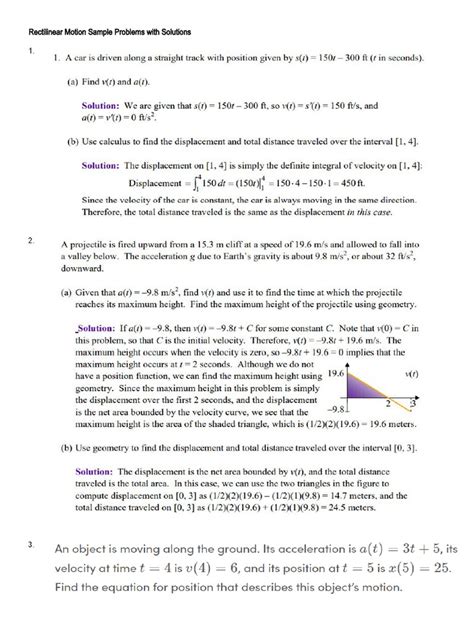 Rectilinear Motion Problems And Solutions Pdf