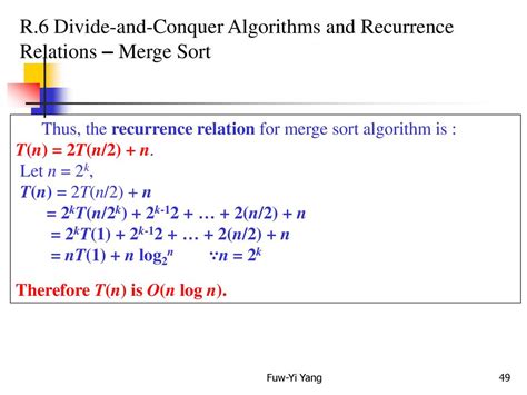 recurrence relation of merge sort algorithm