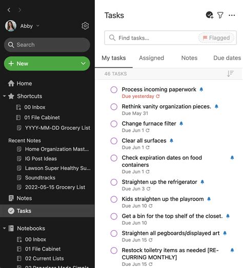 recurring tasks evernote