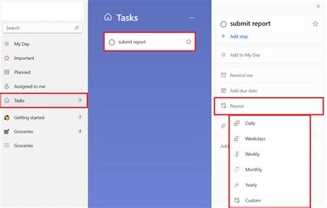 recurring tasks microsoft to do